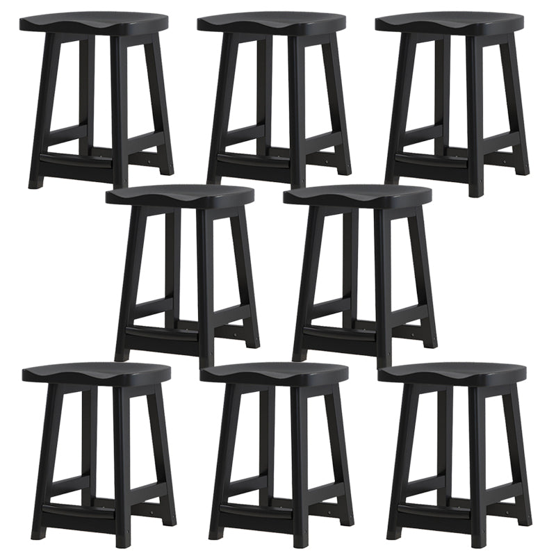 Contemporary Rubberwood Home Stool Solid Wood Backless Barstool