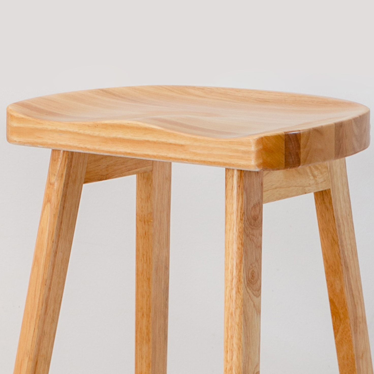 Contemporary Rubberwood Home Stool Solid Wood Backless Barstool