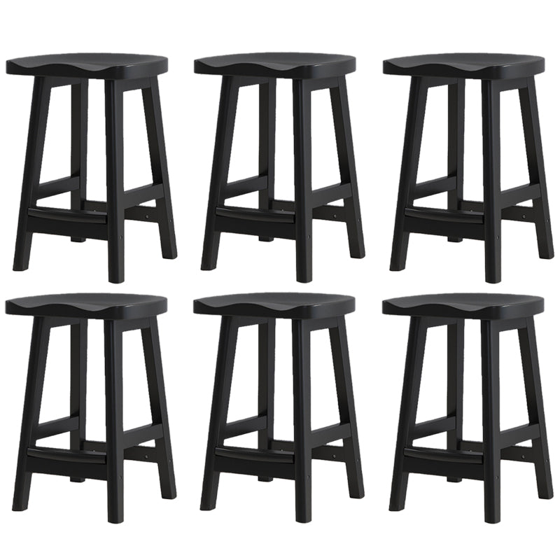 Contemporary Rubberwood Home Stool Solid Wood Backless Barstool