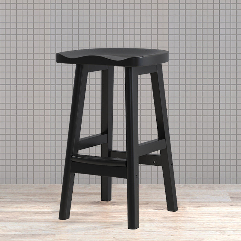 Contemporary Rubberwood Home Stool Solid Wood Backless Barstool