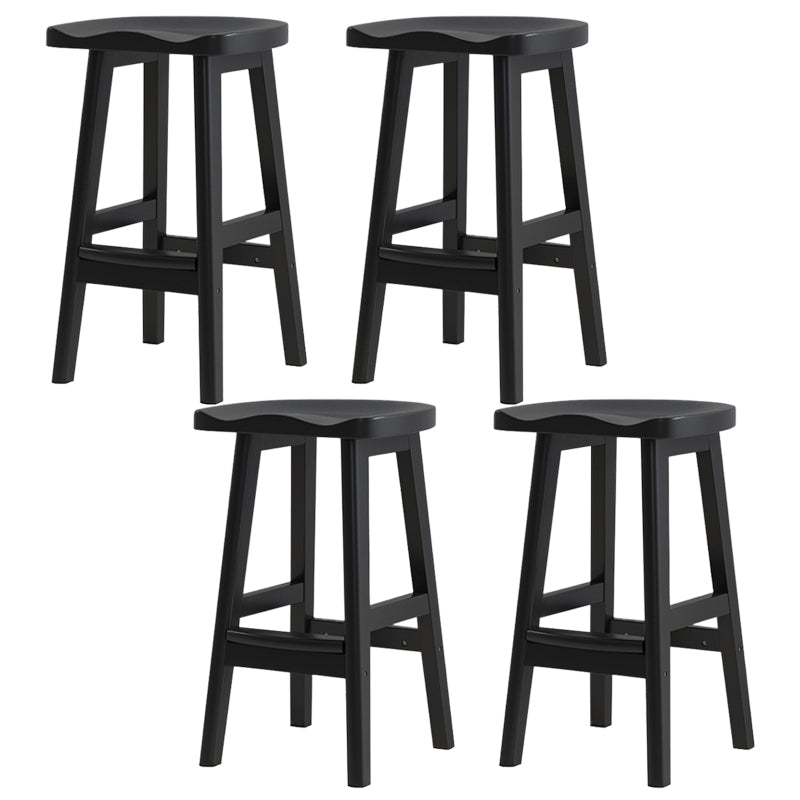 Contemporary Rubberwood Home Stool Solid Wood Backless Barstool