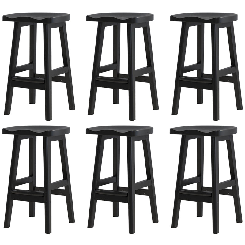 Contemporary Rubberwood Home Stool Solid Wood Backless Barstool