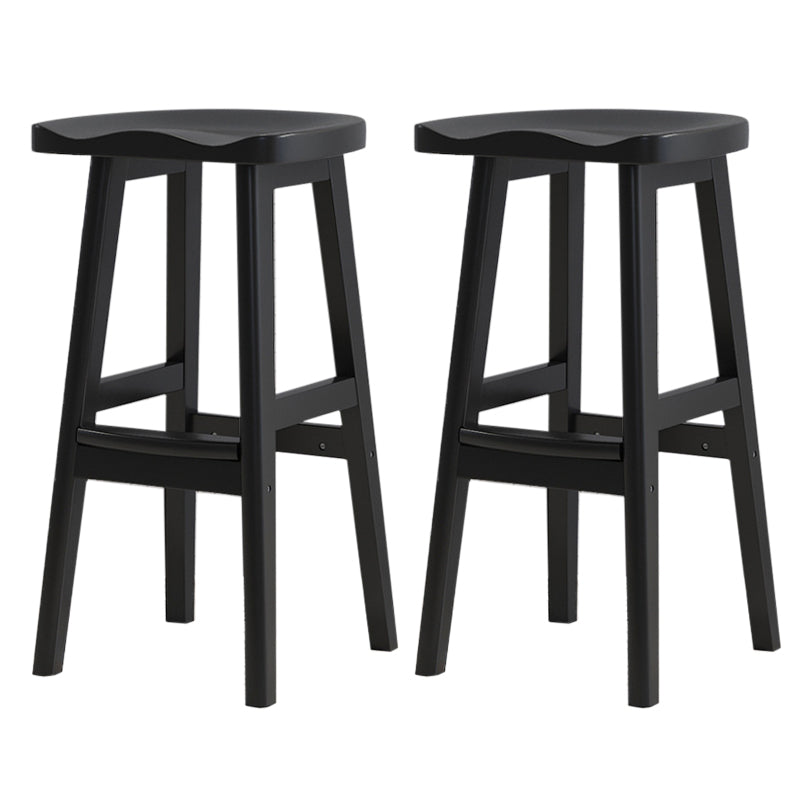Contemporary Rubberwood Home Stool Solid Wood Backless Barstool