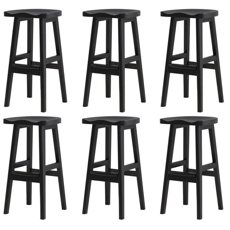 Contemporary Rubberwood Home Stool Solid Wood Backless Barstool