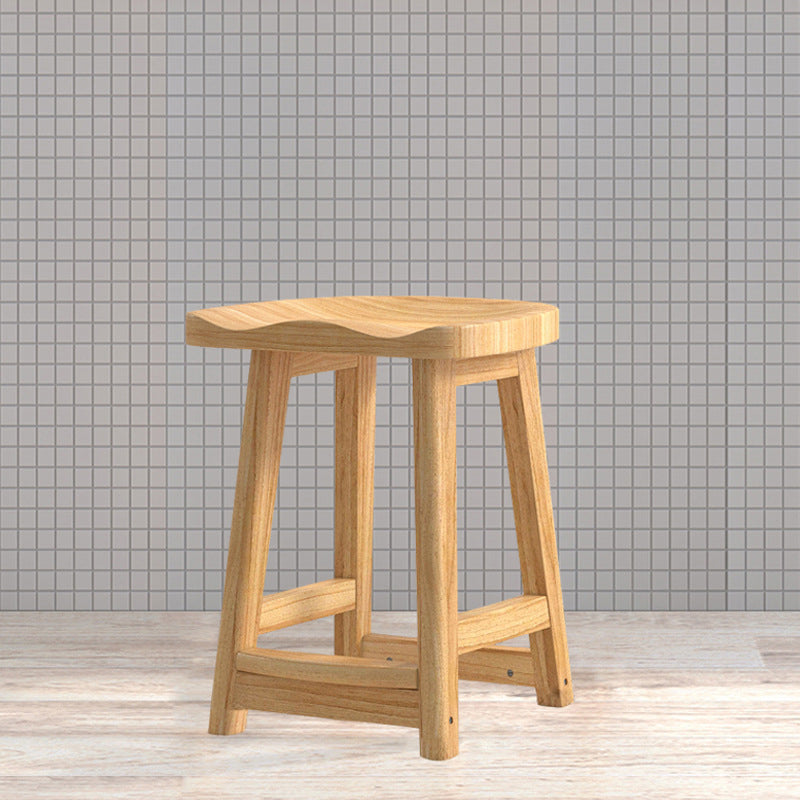 Contemporary Rubberwood Home Stool Solid Wood Backless Barstool
