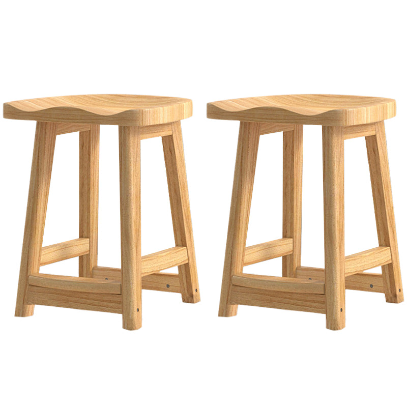 Contemporary Rubberwood Home Stool Solid Wood Backless Barstool