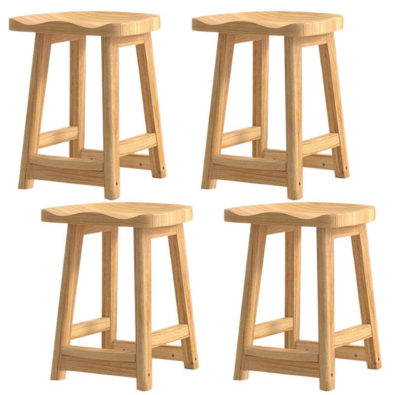 Contemporary Rubberwood Home Stool Solid Wood Backless Barstool
