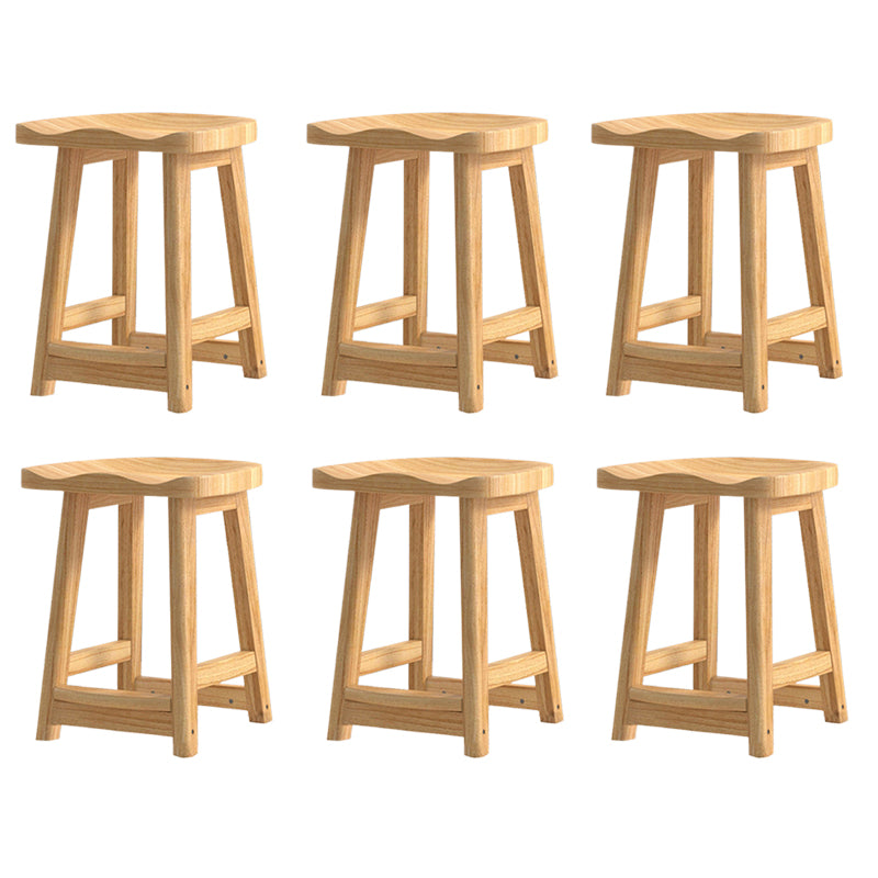 Contemporary Rubberwood Home Stool Solid Wood Backless Barstool