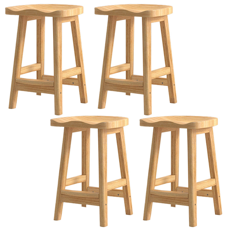 Contemporary Rubberwood Home Stool Solid Wood Backless Barstool
