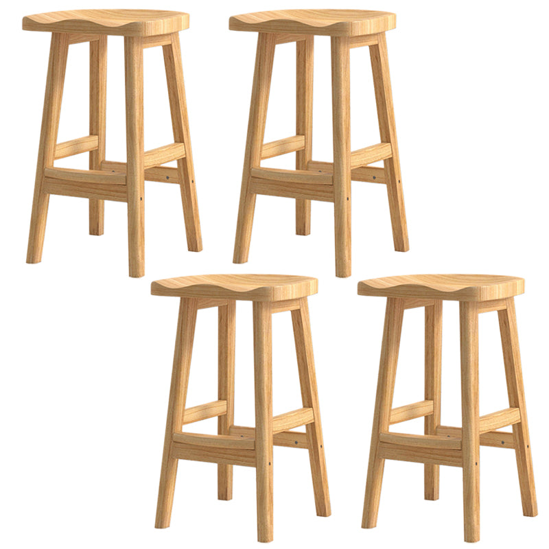 Contemporary Rubberwood Home Stool Solid Wood Backless Barstool