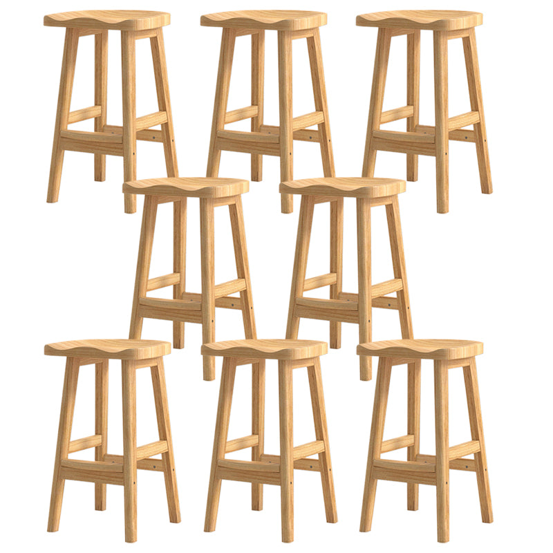 Contemporary Rubberwood Home Stool Solid Wood Backless Barstool