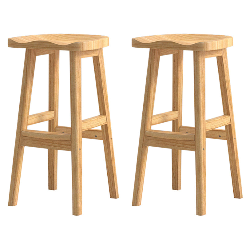 Contemporary Rubberwood Home Stool Solid Wood Backless Barstool