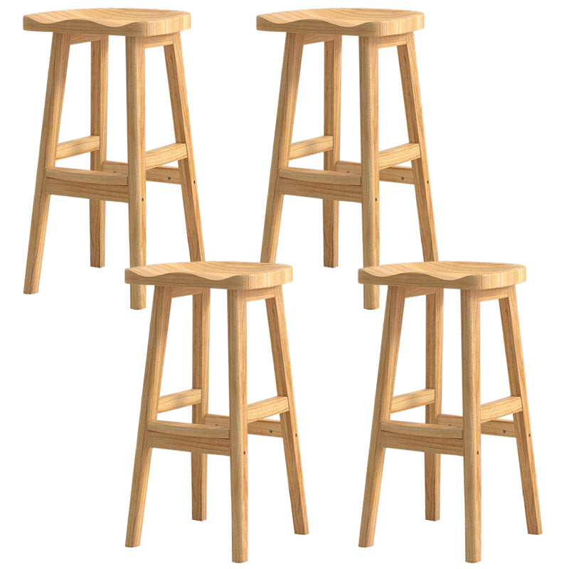 Contemporary Rubberwood Home Stool Solid Wood Backless Barstool