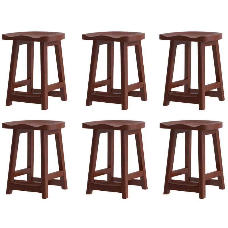 Contemporary Rubberwood Home Stool Solid Wood Backless Barstool