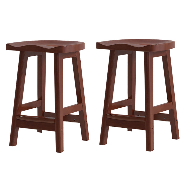 Contemporary Rubberwood Home Stool Solid Wood Backless Barstool
