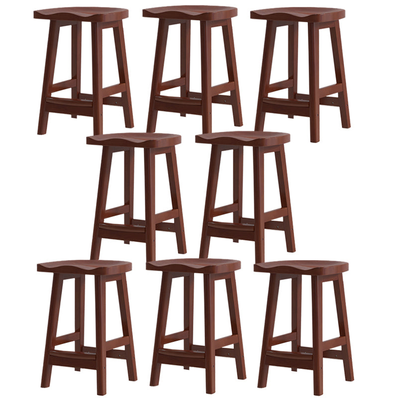 Contemporary Rubberwood Home Stool Solid Wood Backless Barstool