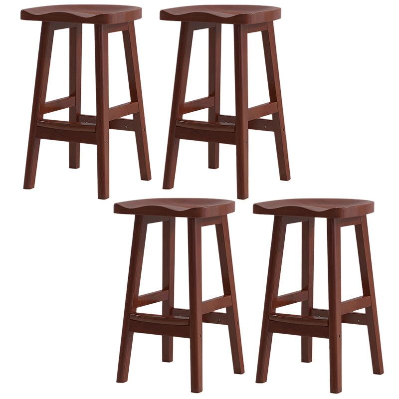 Contemporary Rubberwood Home Stool Solid Wood Backless Barstool
