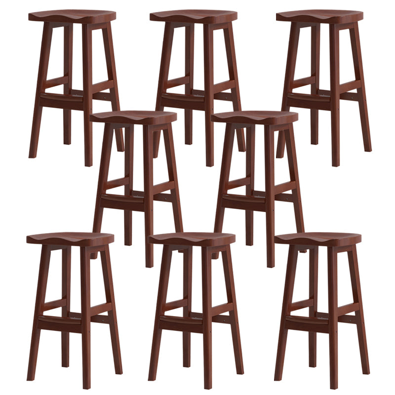 Contemporary Rubberwood Home Stool Solid Wood Backless Barstool