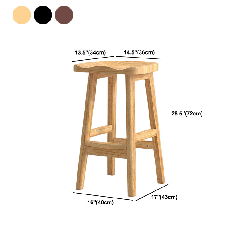 Contemporary Rubberwood Home Stool Solid Wood Backless Barstool