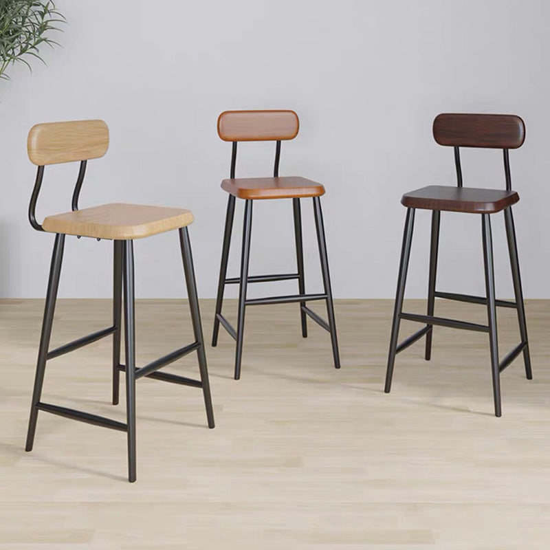 Modern Low Back Bar Stool Armless Metal Legs Bar Stool with Footrest