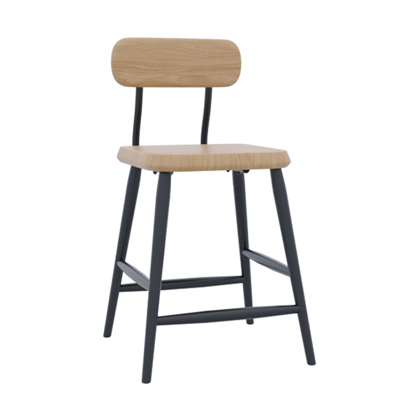 Modern Low Back Bar Stool Armless Metal Legs Bar Stool with Footrest