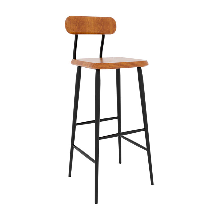 Modern Low Back Bar Stool Armless Metal Legs Bar Stool with Footrest