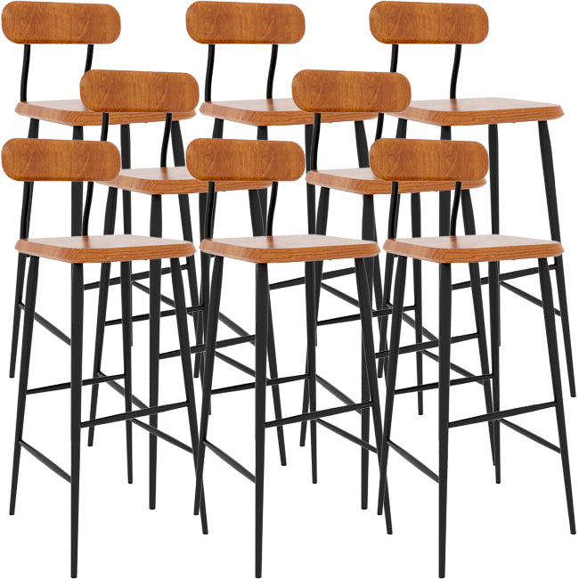 Modern Low Back Bar Stool Armless Metal Legs Bar Stool with Footrest