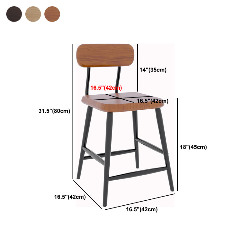 Modern Low Back Bar Stool Armless Metal Legs Bar Stool with Footrest