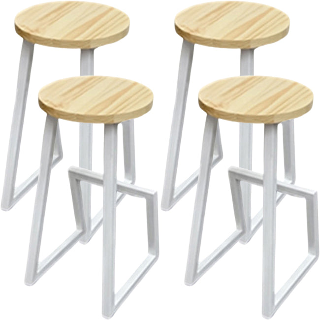 Modern Armless Bar Stool Indoor Round Seat Bar Chair with Metal Legs