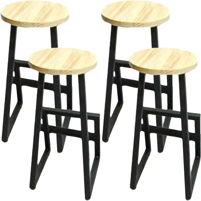Modern Armless Bar Stool Indoor Round Seat Bar Chair with Metal Legs