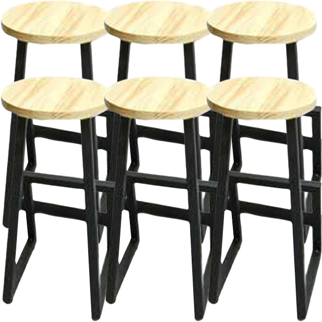 Modern Armless Bar Stool Indoor Round Seat Bar Chair with Metal Legs