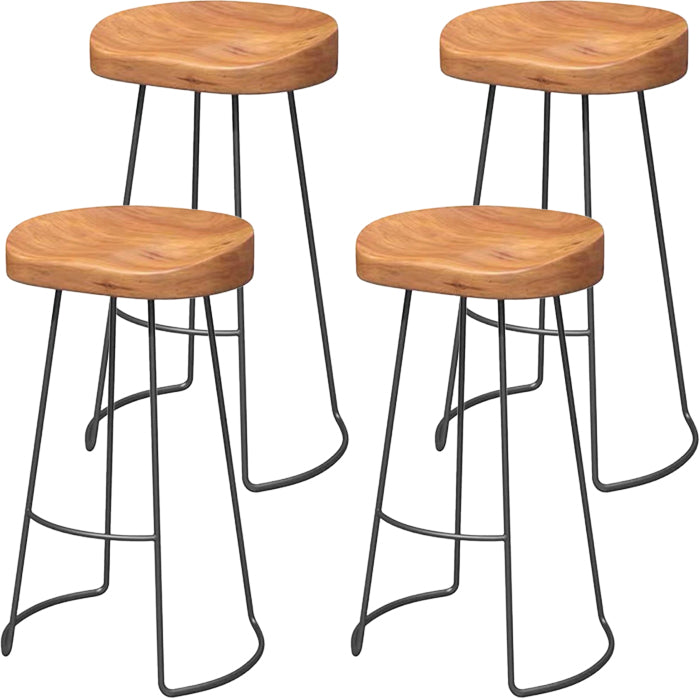 Saddle Seat Armless Bar Stool Modern Backless Bar Chair with Metal Footrest