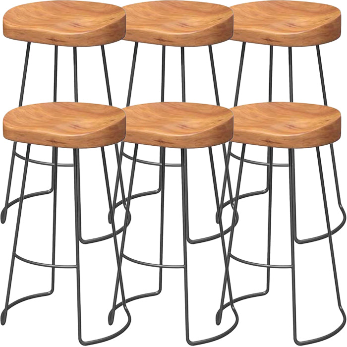 Saddle Seat Armless Bar Stool Modern Backless Bar Chair with Metal Footrest