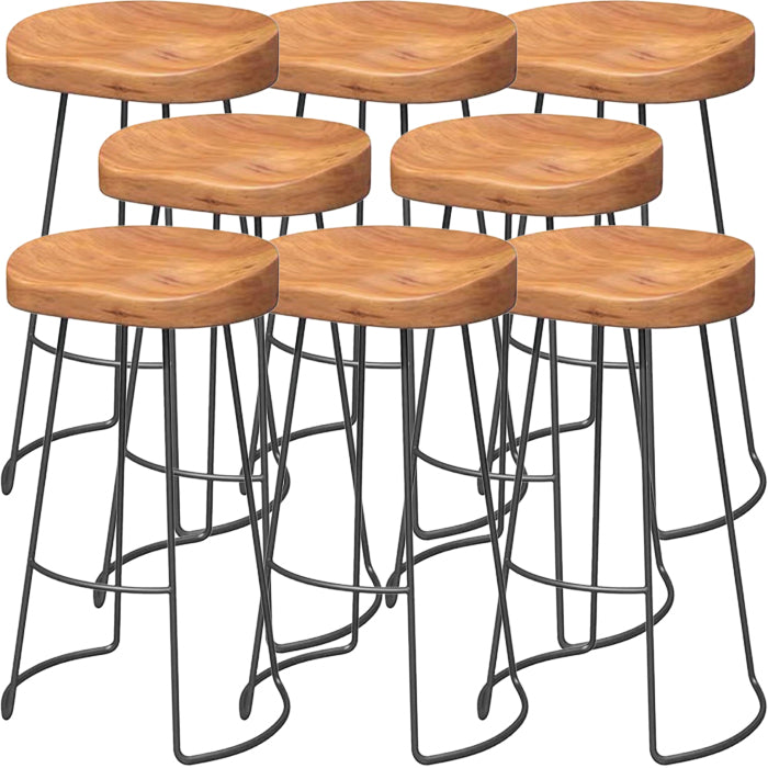 Saddle Seat Armless Bar Stool Modern Backless Bar Chair with Metal Footrest