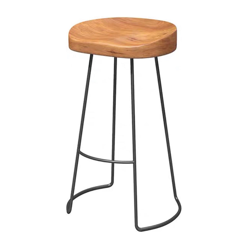 Saddle Seat Armless Bar Stool Modern Backless Bar Chair with Metal Footrest