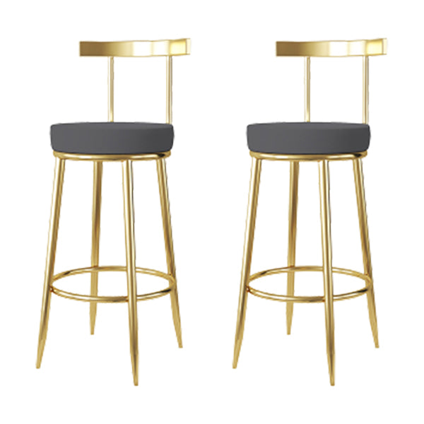 Fabric Round Seat Bar Stools Low Back Gold Iron Base Barstool for Home