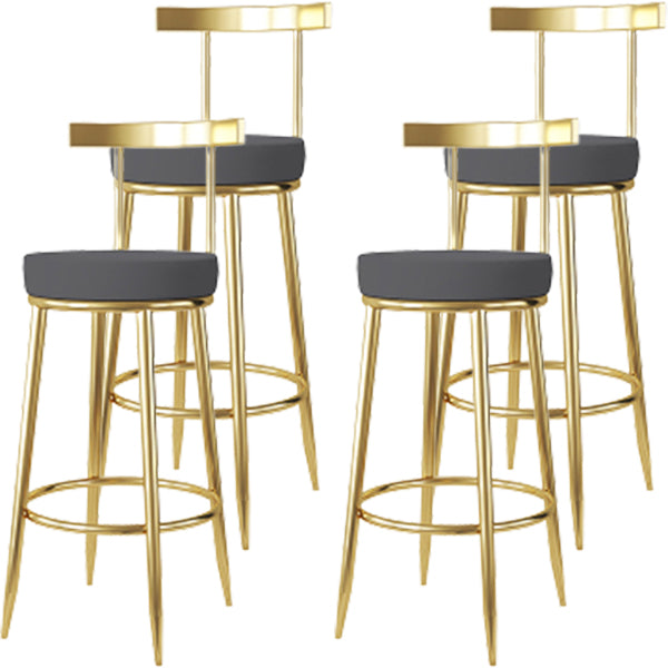 Fabric Round Seat Bar Stools Low Back Gold Iron Base Barstool for Home