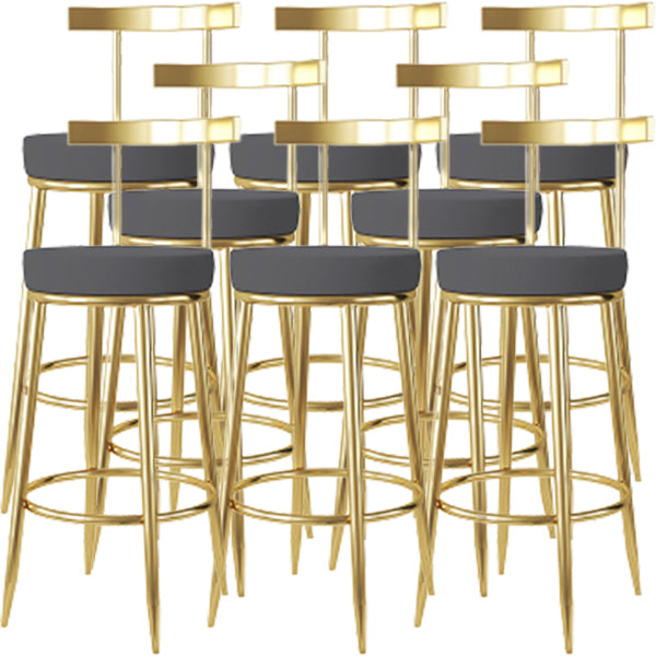 Fabric Round Seat Bar Stools Low Back Gold Iron Base Barstool for Home