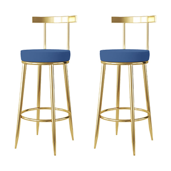 Fabric Round Seat Bar Stools Low Back Gold Iron Base Barstool for Home