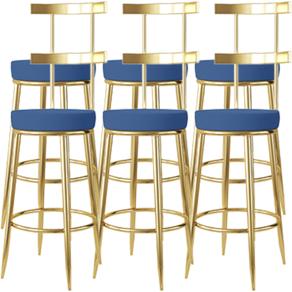 Fabric Round Seat Bar Stools Low Back Gold Iron Base Barstool for Home