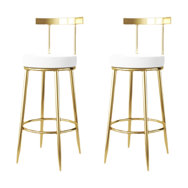 Fabric Round Seat Bar Stools Low Back Gold Iron Base Barstool for Home
