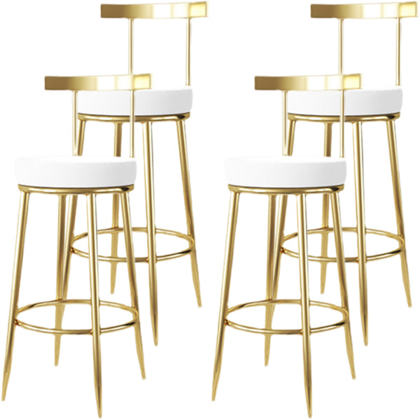 Fabric Round Seat Bar Stools Low Back Gold Iron Base Barstool for Home