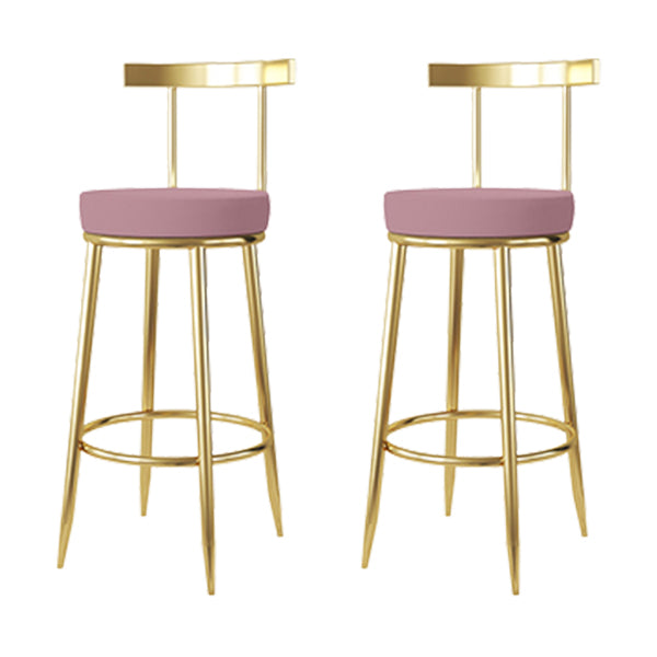 Fabric Round Seat Bar Stools Low Back Gold Iron Base Barstool for Home