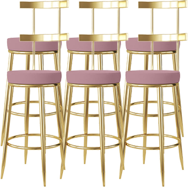 Fabric Round Seat Bar Stools Low Back Gold Iron Base Barstool for Home