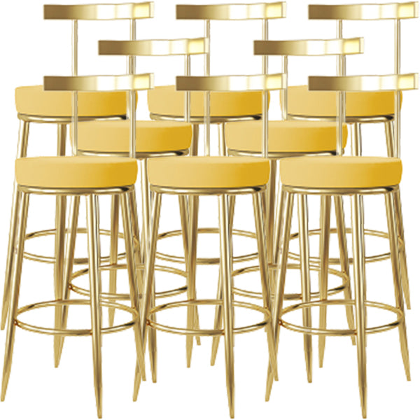 Fabric Round Seat Bar Stools Low Back Gold Iron Base Barstool for Home