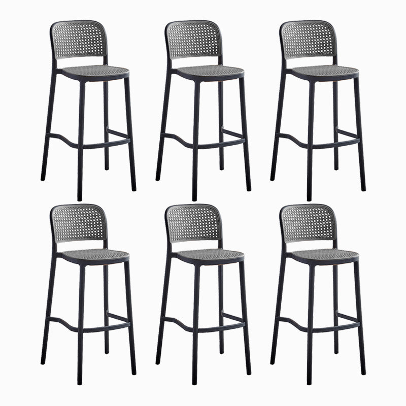 Scandinavian Low Back Plastic Counter Stool Rectangle Seat Plastic Furniture