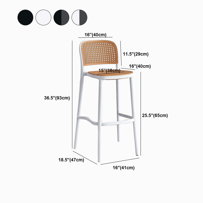 Scandinavian Low Back Plastic Counter Stool Rectangle Seat Plastic Furniture