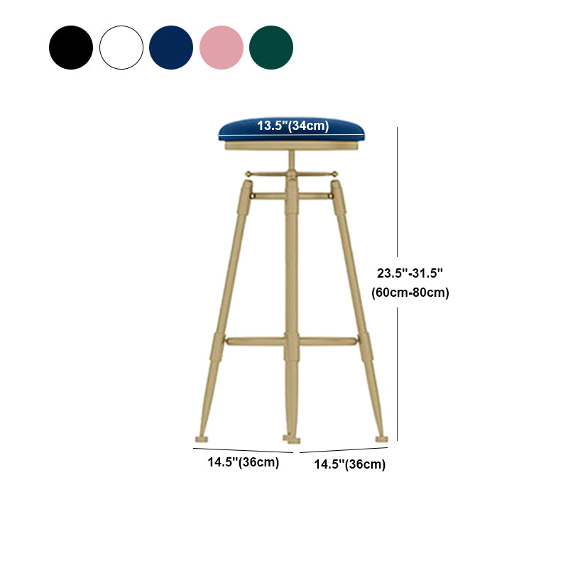 Scandinavian Metal Stool Upholstered Round Seat Counter Stool