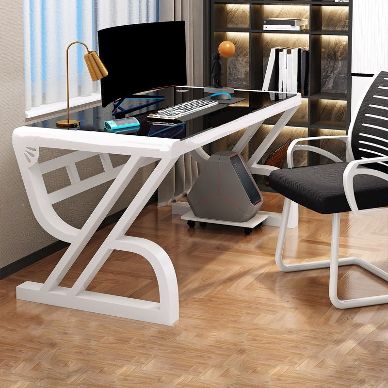 Glass Rectangular Gaming Desk Cable Management Computer Desk
