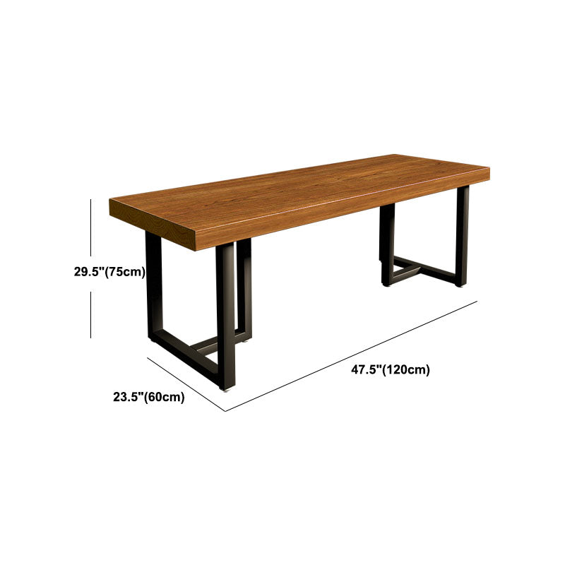 Brown Rectangular Office Desk Wooden Home Writing Desk with Metal Legs
